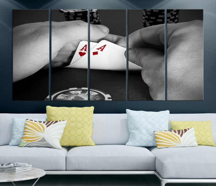 Poker Game Play Card Canvas Wall Art Giclee Print