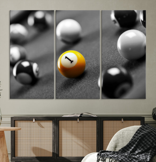 Pool Table and Billiard Balls Giclee Canvas Wall Art Print