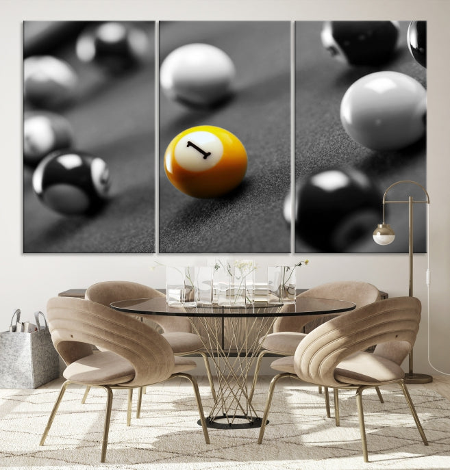 Pool Table and Billiard Balls Giclee Canvas Wall Art Print