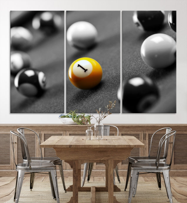 Pool Table and Billiard Balls Giclee Canvas Wall Art Print