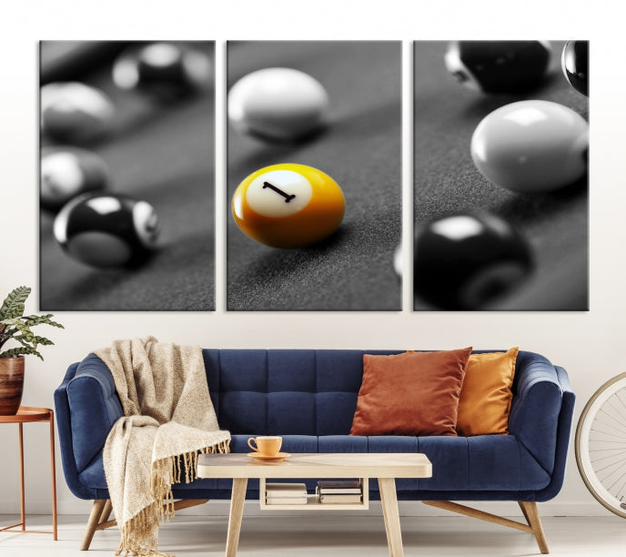 Pool Table and Billiard Balls Giclee Canvas Wall Art Print