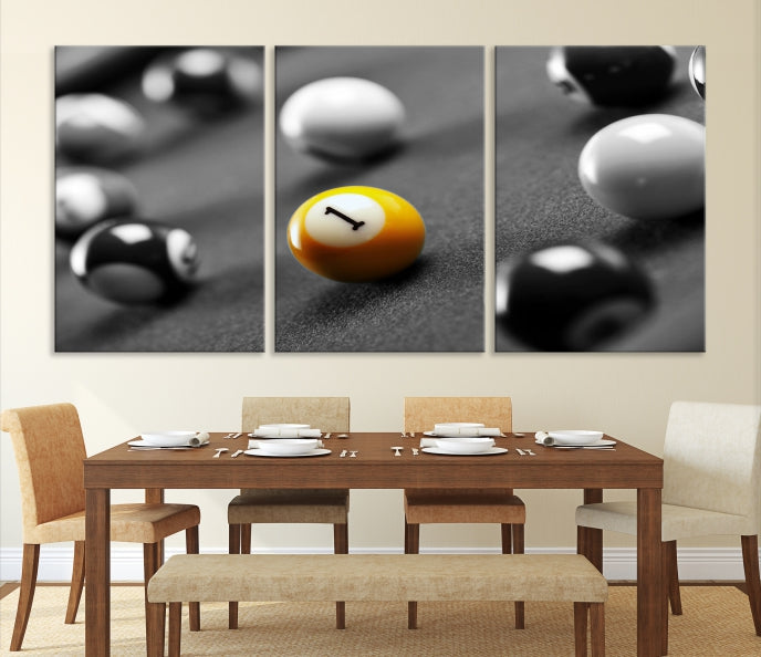 Pool Table and Billiard Balls Giclee Canvas Wall Art Print