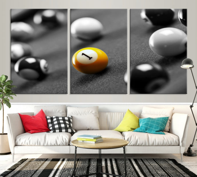 Pool Table and Billiard Balls Giclee Canvas Wall Art Print