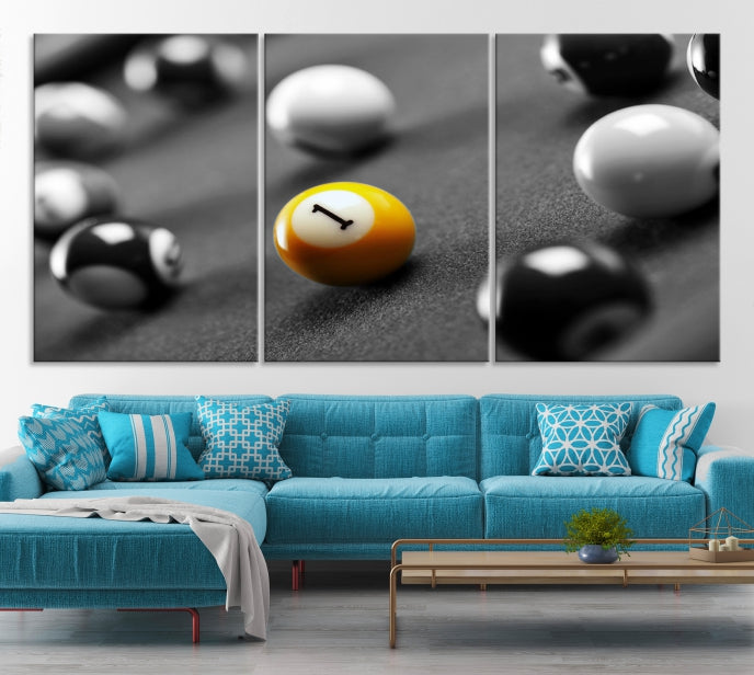 Pool Table and Billiard Balls Giclee Canvas Wall Art Print