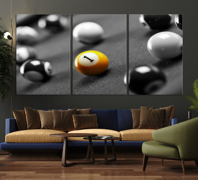 Pool Table and Billiard Balls Giclee Canvas Wall Art Print