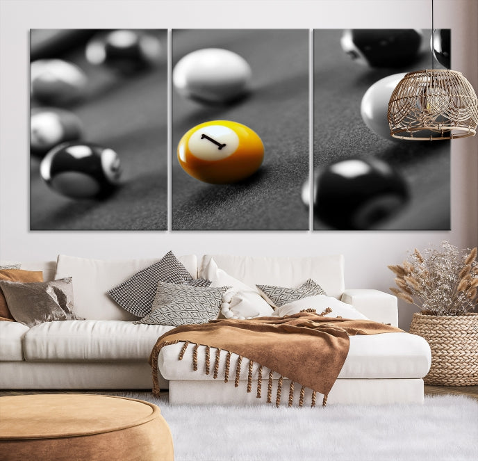 Pool Table and Billiard Balls Giclee Canvas Wall Art Print