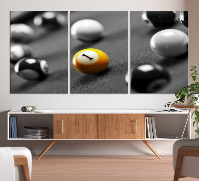 Pool Table and Billiard Balls Giclee Canvas Wall Art Print