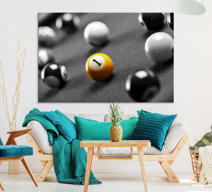 Pool Table and Billiard Balls Giclee Canvas Wall Art Print