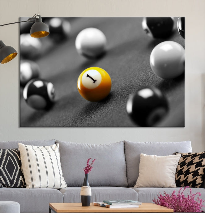 Pool Table and Billiard Balls Giclee Canvas Wall Art Print