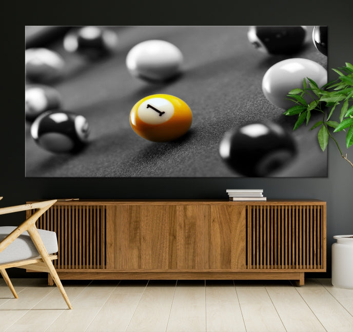 Pool Table and Billiard Balls Giclee Canvas Wall Art Print