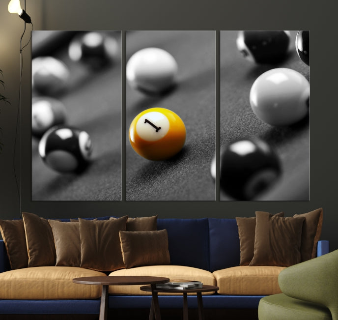 Pool Table and Billiard Balls Giclee Canvas Wall Art Print