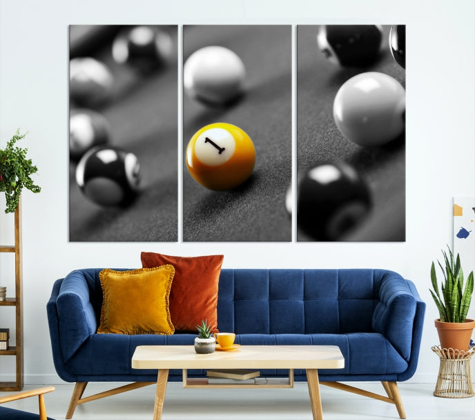 Pool Table and Billiard Balls Giclee Canvas Wall Art Print