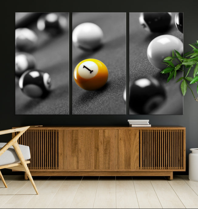 Pool Table and Billiard Balls Giclee Canvas Wall Art Print