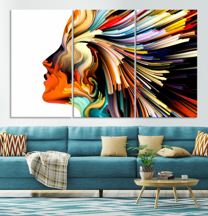 Profile Colors Psychedelic Colorful Canvas Wall Art Giclee Print