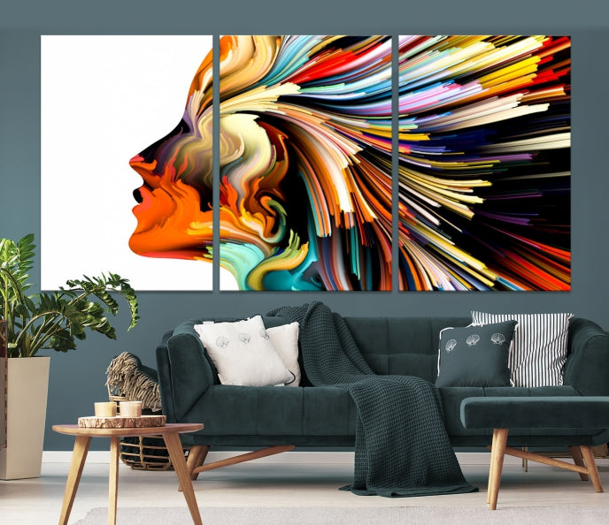 Profile Colors Psychedelic Colorful Canvas Wall Art Giclee Print