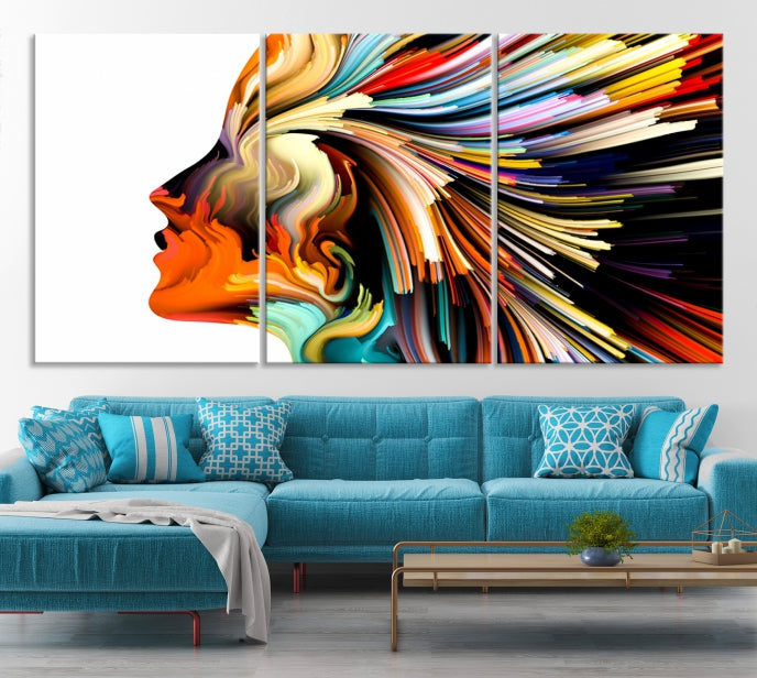 Profile Colors Psychedelic Colorful Canvas Wall Art Giclee Print