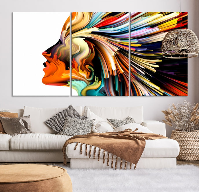 Profile Colors Psychedelic Colorful Canvas Wall Art Giclee Print