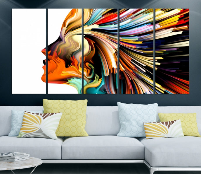 Profile Colors Psychedelic Colorful Canvas Wall Art Giclee Print