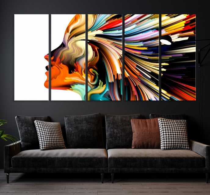 Profile Colors Psychedelic Colorful Canvas Wall Art Giclee Print