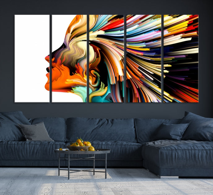 Profile Colors Psychedelic Colorful Canvas Wall Art Giclee Print