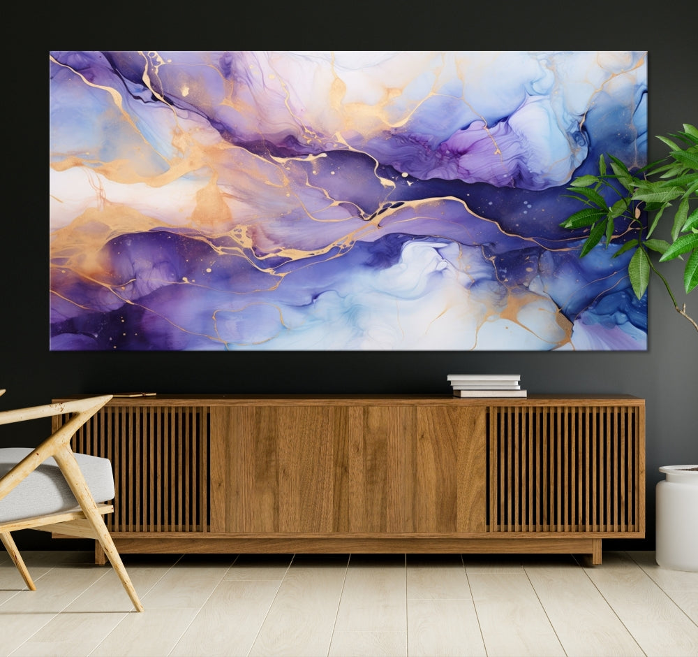 Purple Gold Painting Large Wall Art Print Stretched Canvas Art Contemporary Wall Decor