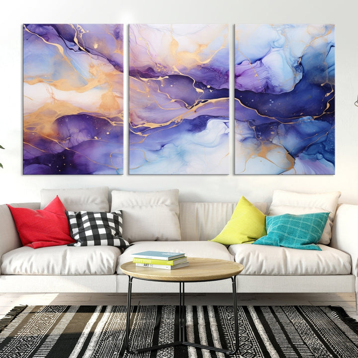 Purple Gold Painting Large Wall Art Print Stretched Canvas Art Contemporary Wall Decor