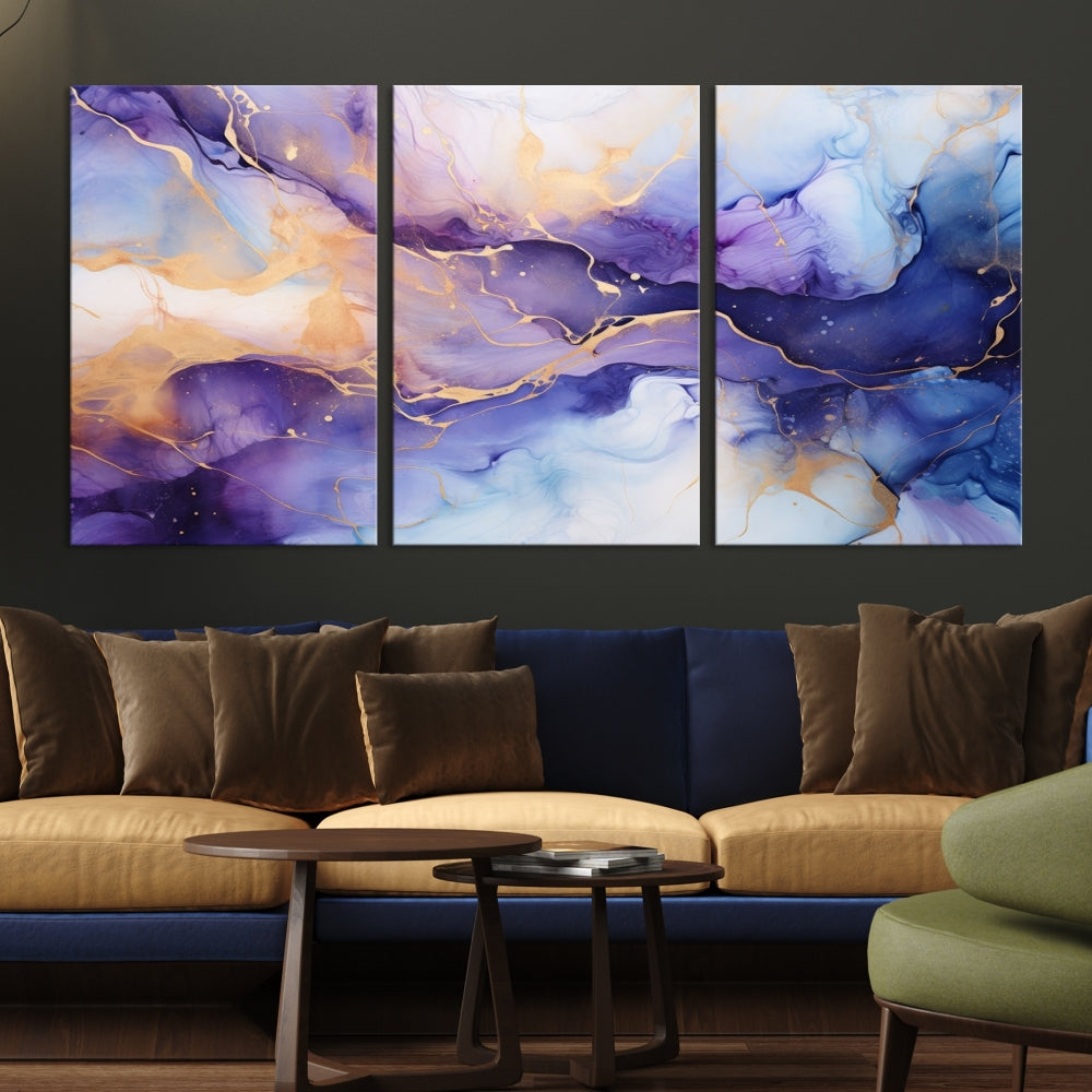 Purple Gold Painting Large Wall Art Print Stretched Canvas Art Contemporary Wall Decor