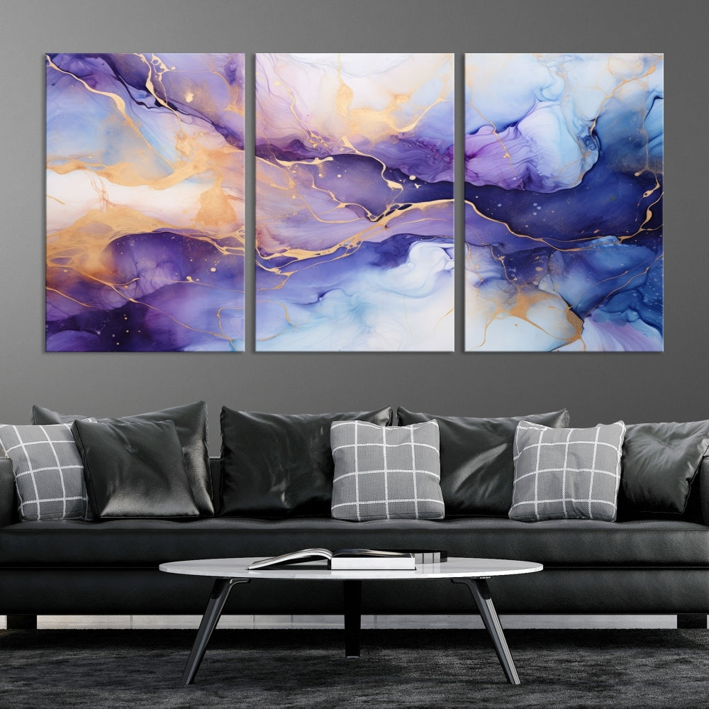 Purple Gold Painting Large Wall Art Print Stretched Canvas Art Contemporary Wall Decor