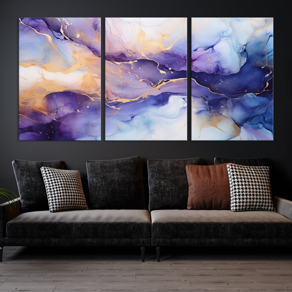 Purple Gold Painting Large Wall Art Print Stretched Canvas Art Contemporary Wall Decor