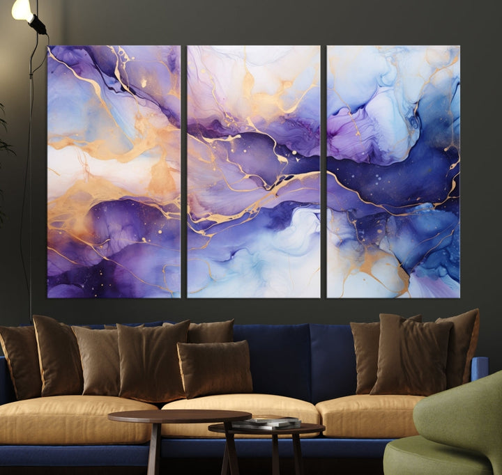 Purple Gold Painting Large Wall Art Print Stretched Canvas Art Contemporary Wall Decor