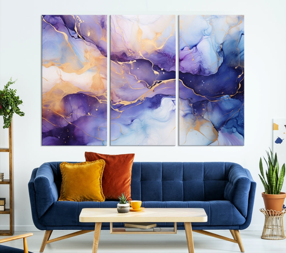 Purple Gold Painting Large Wall Art Print Stretched Canvas Art Contemporary Wall Decor