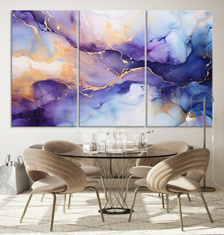 Purple Gold Painting Large Wall Art Print Stretched Canvas Art Contemporary Wall Decor