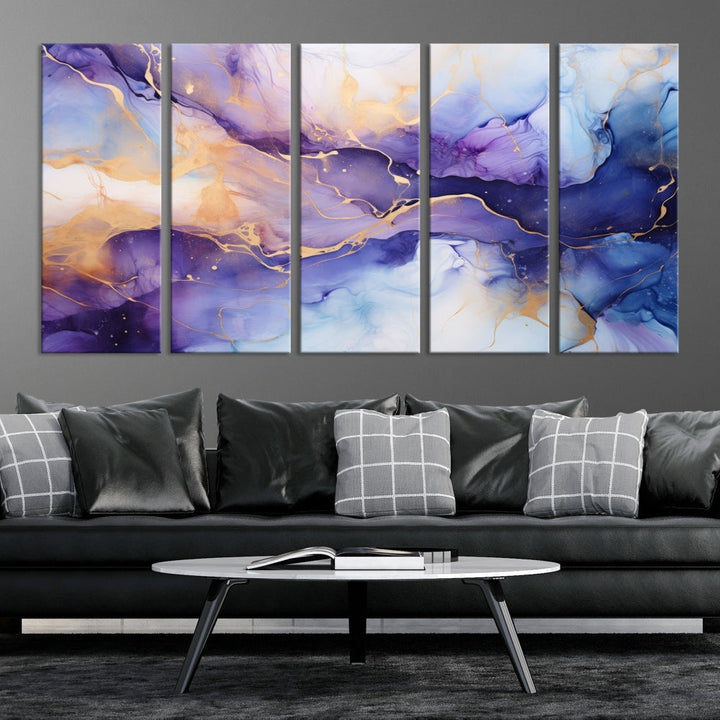 Purple Gold Painting Large Wall Art Print Stretched Canvas Art Contemporary Wall Decor