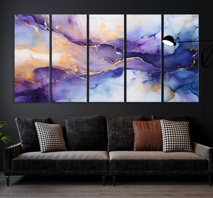 Purple Gold Painting Large Wall Art Print Stretched Canvas Art Contemporary Wall Decor