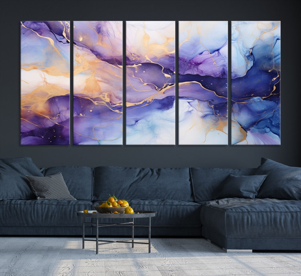 Purple Gold Painting Large Wall Art Print Stretched Canvas Art Contemporary Wall Decor