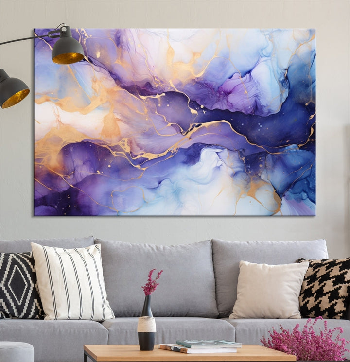 Purple Gold Painting Large Wall Art Print Stretched Canvas Art Contemporary Wall Decor