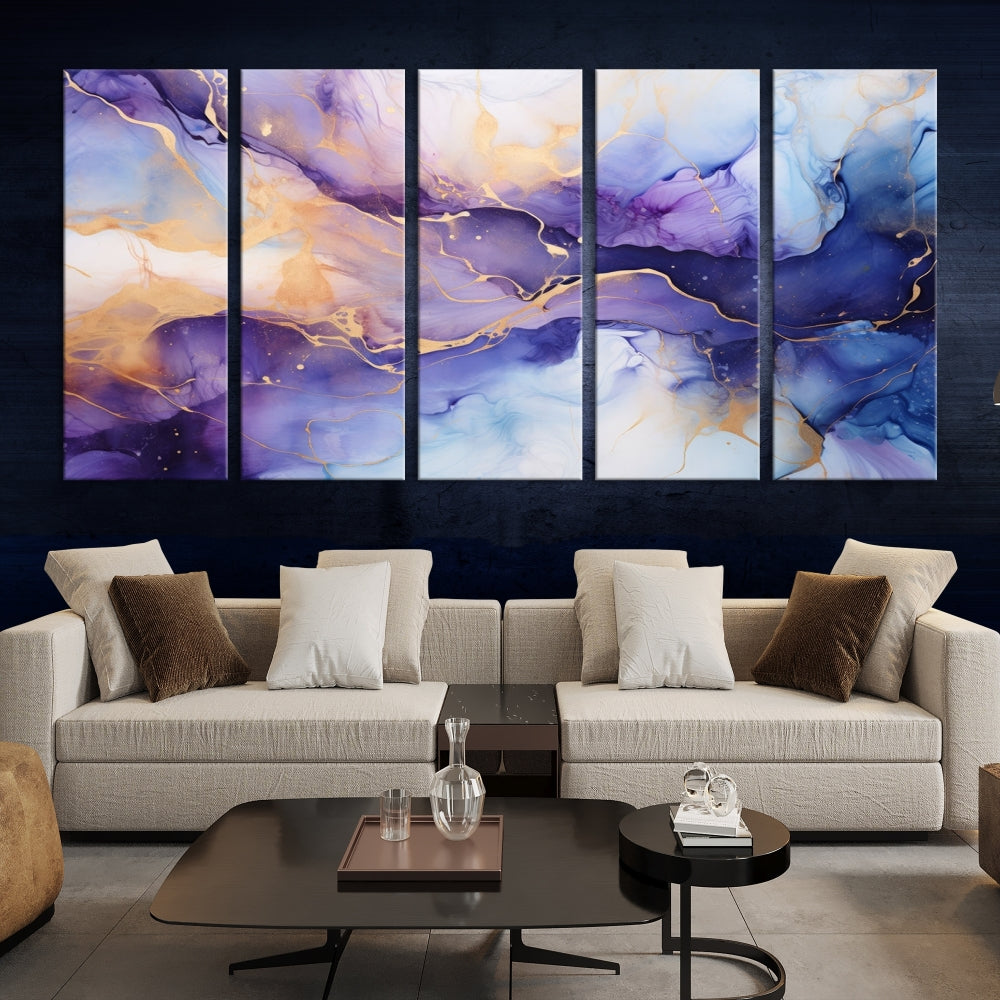 Purple Gold Painting Large Wall Art Print Stretched Canvas Art Contemporary Wall Decor