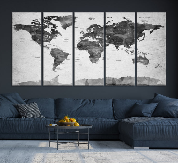 Push Pin World Map Extra Large Wall Art Canvas Print Framed Easy to Hang