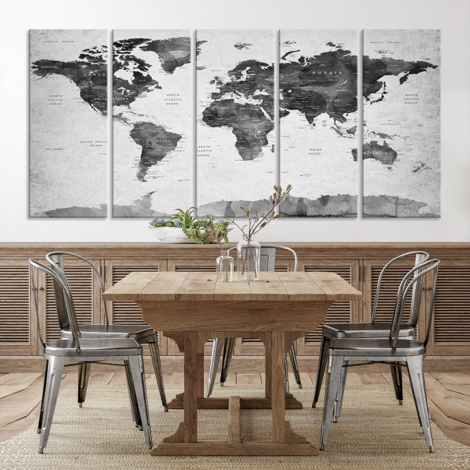 Push Pin World Map Extra Large Wall Art Canvas Print Framed Easy to Hang