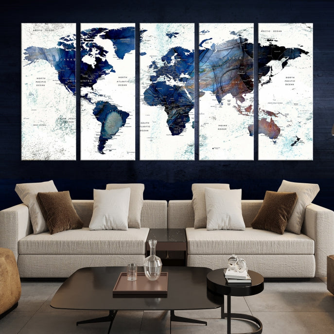 Push Pin World Map Painting Large Wall Art Canvas Print