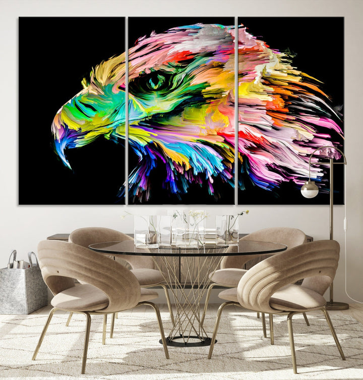 Rainbow Eagle Art Canvas Painting Large Wall Art Rainbow Animal Art Nature Abstract Print Art