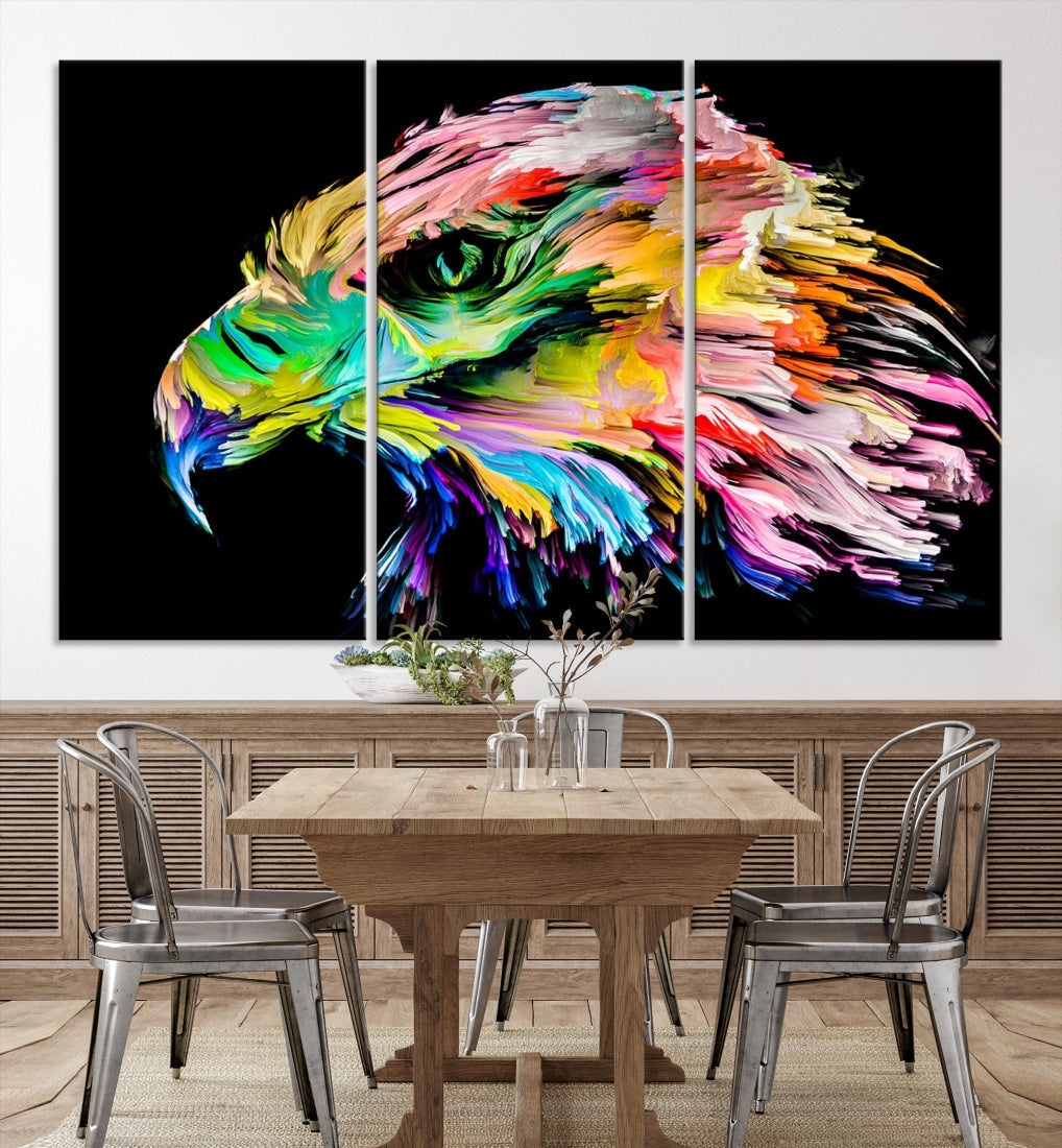 Rainbow Eagle Art Canvas Painting Large Wall Art Rainbow Animal Art Nature Abstract Print Art