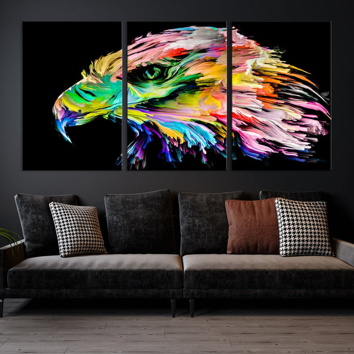 Rainbow Eagle Art Canvas Painting Large Wall Art Rainbow Animal Art Nature Abstract Print Art