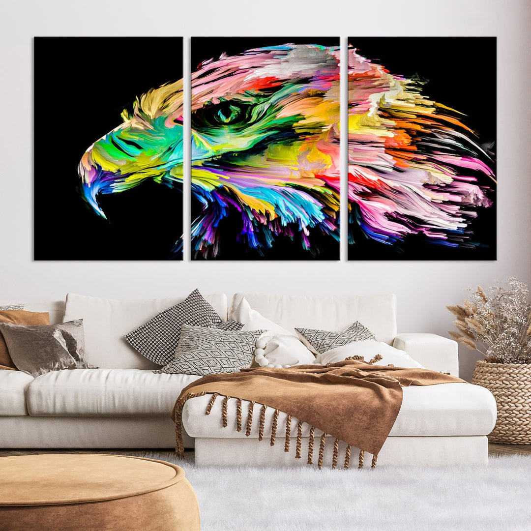 Rainbow Eagle Art Canvas Painting Large Wall Art Rainbow Animal Art Nature Abstract Print Art