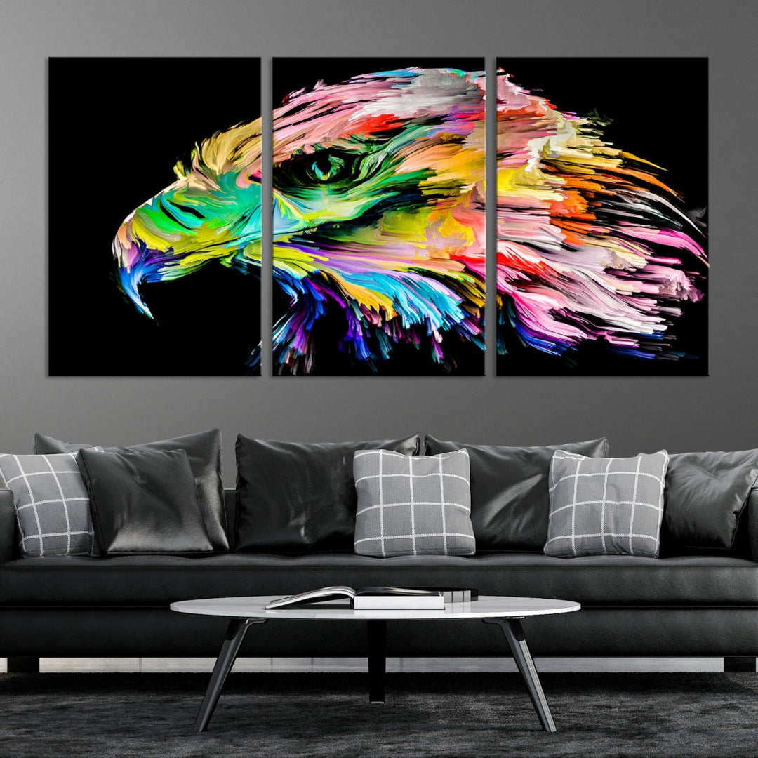 Rainbow Eagle Art Canvas Painting Large Wall Art Rainbow Animal Art Nature Abstract Print Art