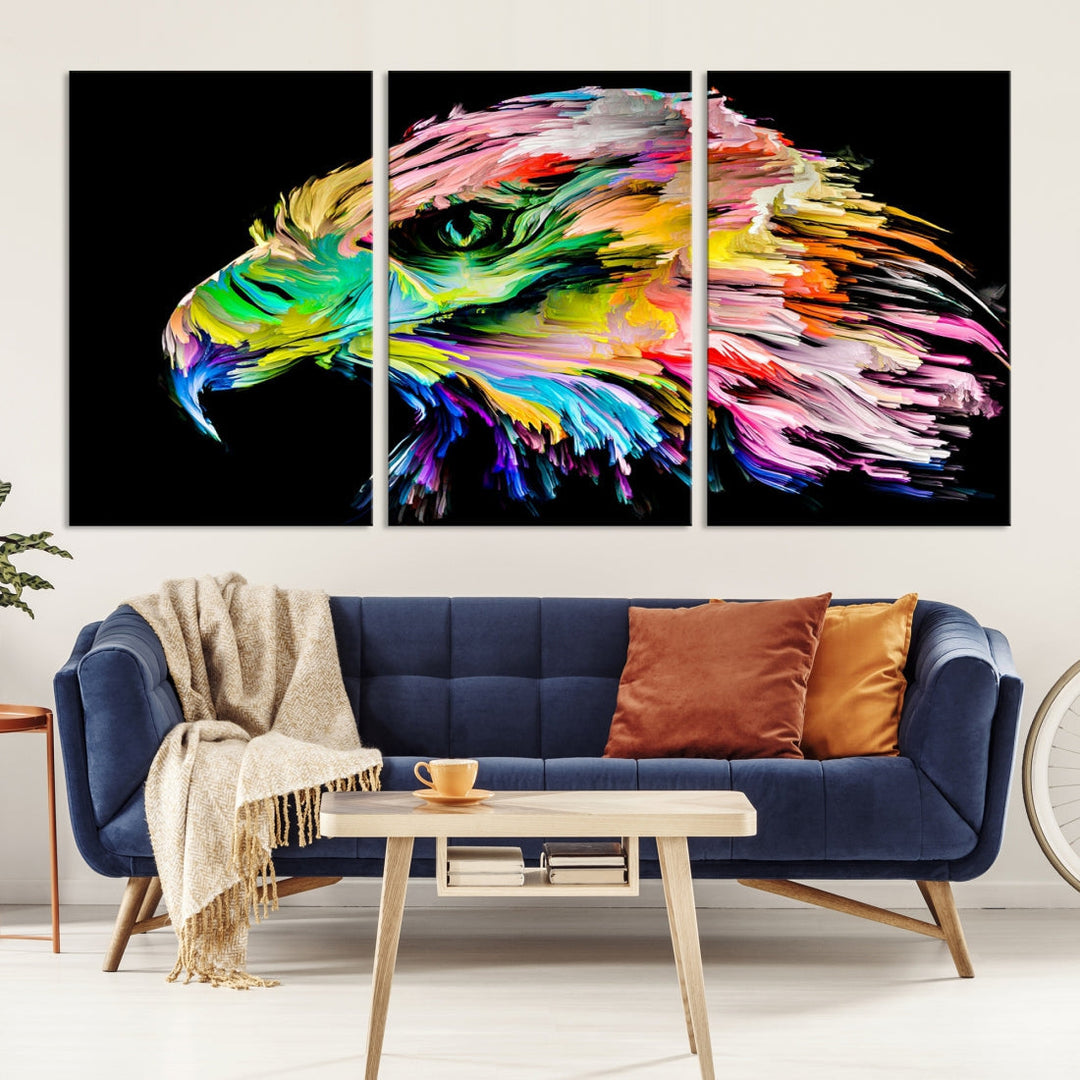 Rainbow Eagle Art Canvas Painting Large Wall Art Rainbow Animal Art Nature Abstract Print Art