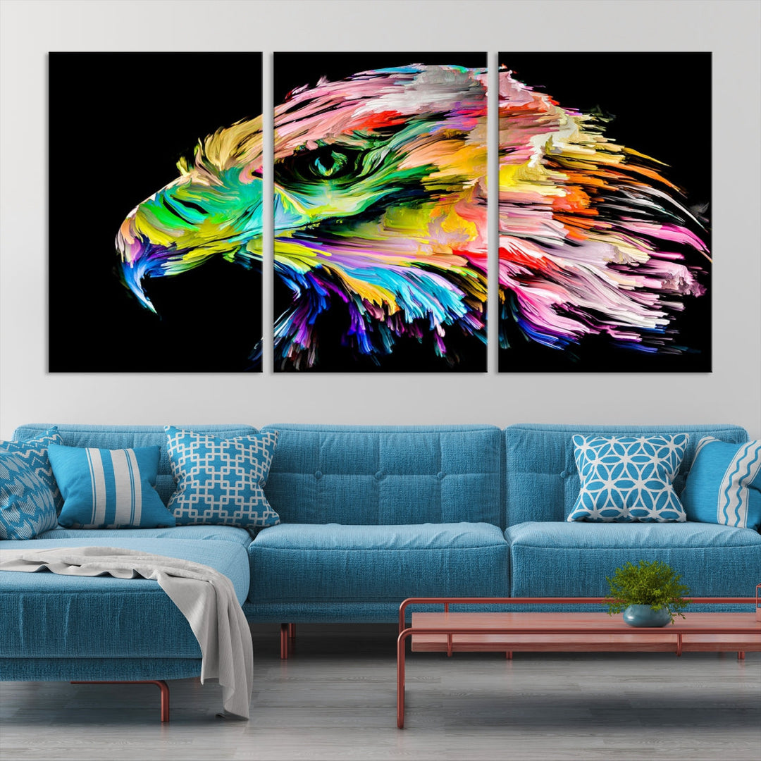 Rainbow Eagle Art Canvas Painting Large Wall Art Rainbow Animal Art Nature Abstract Print Art