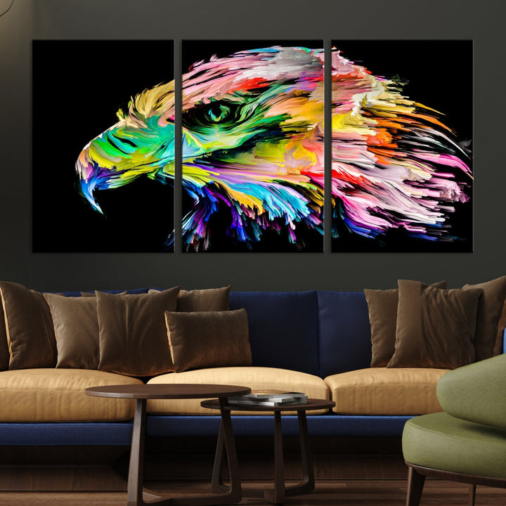 Rainbow Eagle Art Canvas Painting Large Wall Art Rainbow Animal Art Nature Abstract Print Art