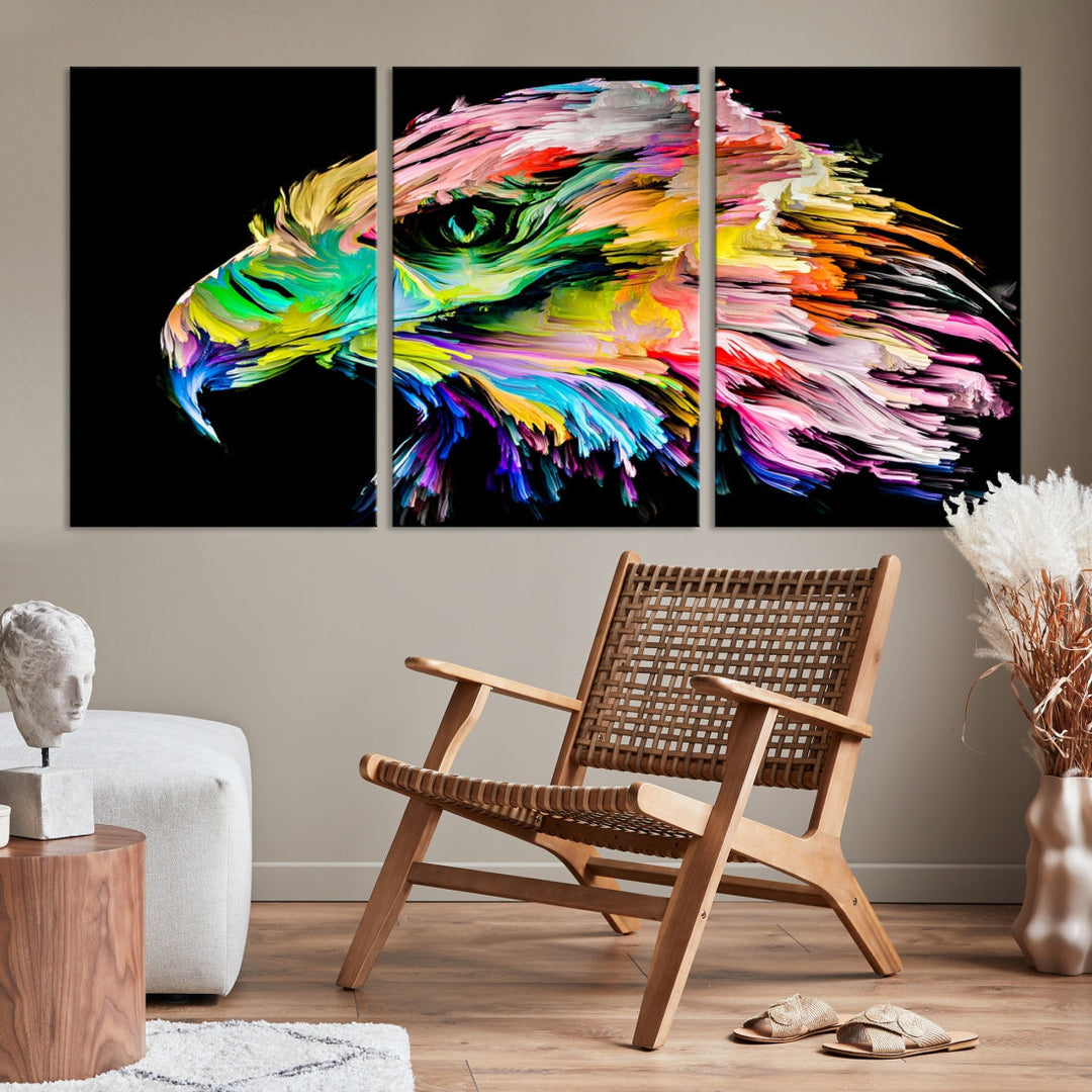 Rainbow Eagle Art Canvas Painting Large Wall Art Rainbow Animal Art Nature Abstract Print Art