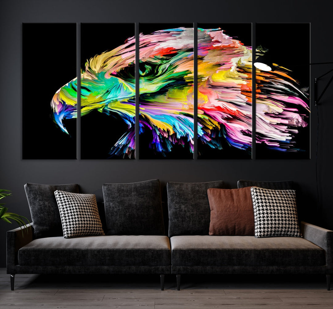 Rainbow Eagle Art Canvas Painting Large Wall Art Rainbow Animal Art Nature Abstract Print Art